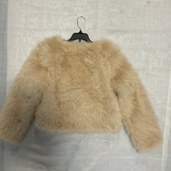 NEW!! Dusky Beige Highlights Creamy White Fox Fur Cropped Long Sleeve Fur Jacket - Picture 12 of 16